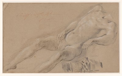 Studio di un nudo maschile sdraiato, senza testa da Wijbrant Oosterdijk