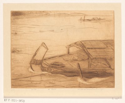 Nave ormeggiata nel Kali Mas a Surabaya da Wijnand Otto Jan Nieuwenkamp (signed by artist)