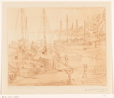 Navi ormeggiate sulla riva del Gange a Benares da Wijnand Otto Jan Nieuwenkamp (signed by artist)