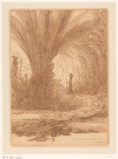 Pendio di montagna coperto di vegetazione a Bali da Wijnand Otto Jan Nieuwenkamp (signed by artist)