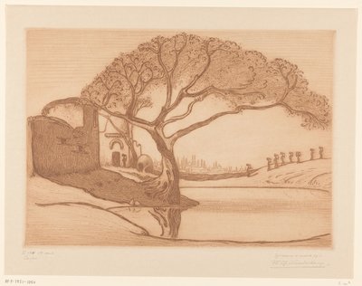 Albero vicino a uno stagno al Cairo da Wijnand Otto Jan Nieuwenkamp (signed by artist)