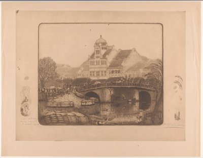 Ponte e edificio per uffici a Batavia da Wijnand Otto Jan Nieuwenkamp (signed by artist)