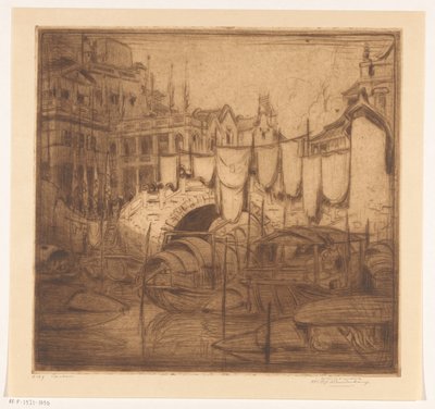 Ponte su un fiume a Canton da Wijnand Otto Jan Nieuwenkamp (signed by artist)