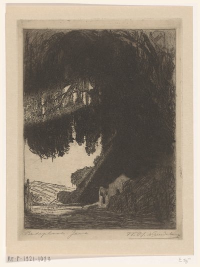 Cappella cinese nei dintorni di Semarang a Giava da Wijnand Otto Jan Nieuwenkamp (signed by artist)
