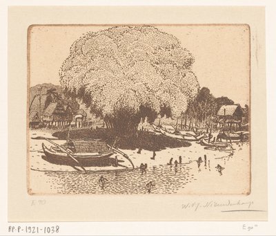 Veduta di Loloan Barat a Bali da Wijnand Otto Jan Nieuwenkamp (signed by artist)