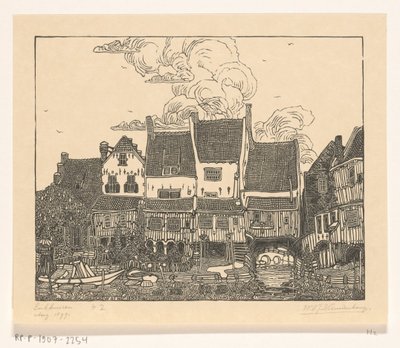 Case sul porto di Enkhuizen da Wijnand Otto Jan Nieuwenkamp (signed by artist)