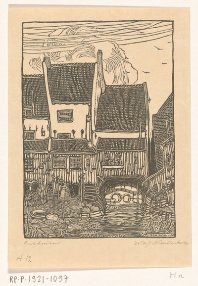 Case al porto di Enkhuizen da Wijnand Otto Jan Nieuwenkamp (signed by artist)