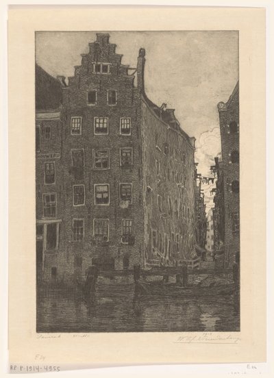 Case sul Damrak ad Amsterdam (Aan het Damrak) da Wijnand Otto Jan Nieuwenkamp (signed by artist)