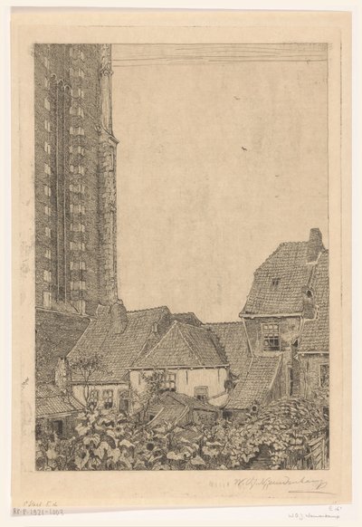 Case vicino alla Torre della Nostra Signora ad Amersfoort da Wijnand Otto Jan Nieuwenkamp (signed by artist)