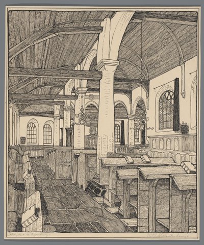 Interno della chiesa abbaziale a Rijnsburg da Wijnand Otto Jan Nieuwenkamp (signed by artist)
