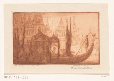 Imbarcazione da diporto sul Gange a Benares da Wijnand Otto Jan Nieuwenkamp (signed by artist)