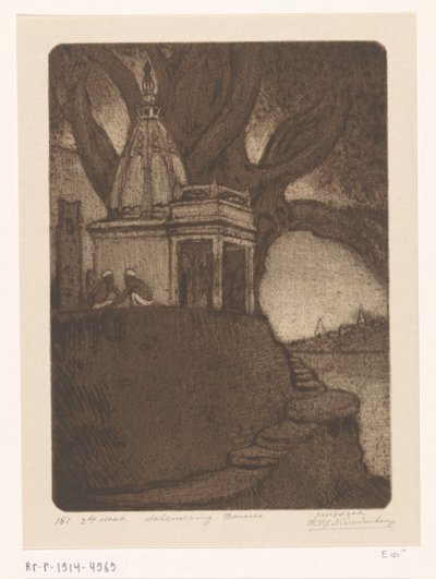 Tempio a Benares di sera (Zonsondergang, Benares) da Wijnand Otto Jan Nieuwenkamp (signed by artist)