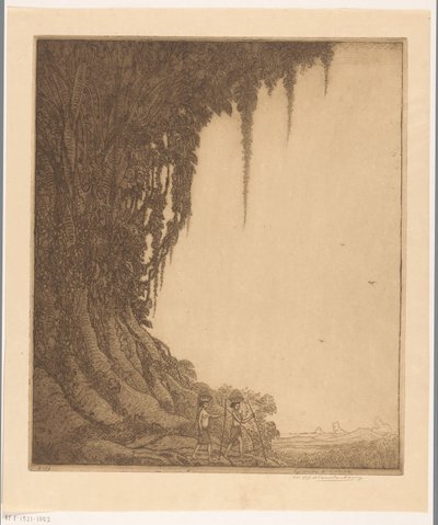 Due donne con un piatto di frutta sulla testa a Bali da Wijnand Otto Jan Nieuwenkamp (signed by artist)