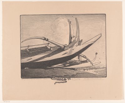 Barche a bilanciere sulla spiaggia - Bali da Wijnand Otto Jan Nieuwenkamp (signed by artist)