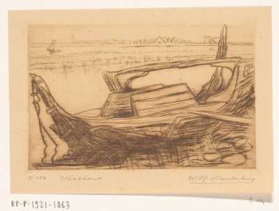 Relitto di una botter nel porto di Monnickendam da Wijnand Otto Jan Nieuwenkamp (signed by artist)