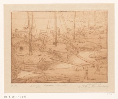 Navi ormeggiate sulla riva del Gange a Benares da Wijnand Otto Jan Nieuwenkamp
