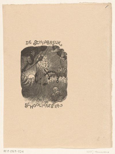 Progetto di una pagina del titolo per: De Schoolmeester, De schipbreuk da Wijnand Otto Jan Nieuwenkamp