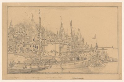 Riva del fiume con navi a Benares da Wijnand Otto Jan Nieuwenkamp