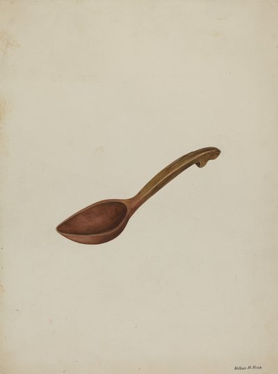 Cucchiaio di legno ovale, c. 1937 da Wilbur M Rice