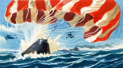Una capsula spaziale rientra sulla Terra con il paracadute da Wilf (20th century) Hardy
