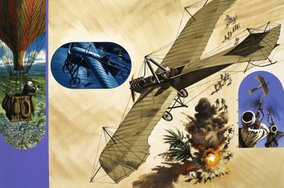 Nel 1911, il tenente Giulip Gavotti fu il primo uomo a sganciare una bomba da un aereo. da Wilf (20th century) Hardy