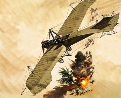 Nel 1911, il tenente Giulip Gavotti è stato il primo a sganciare una bomba da un aereo. da Wilf (20th century) Hardy