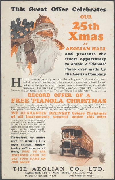 Pianole della Aeolian Company, 1920s da Wilfred Fryer