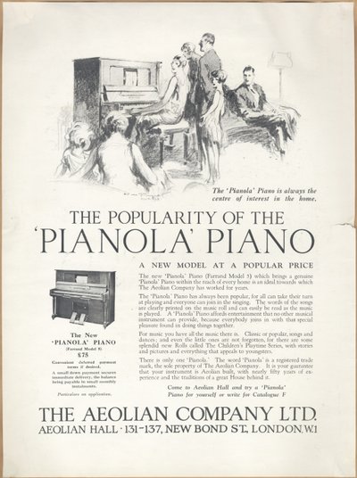 Pianole della Aeolian Company da Wilfred Fryer