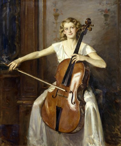 Ritratto di Florence Hooton che suona il violoncello da Wilfred Gabriel de Glehn