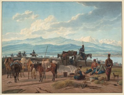 Sosta dei cosacchi russi da Wilhelm Alexander Kobell