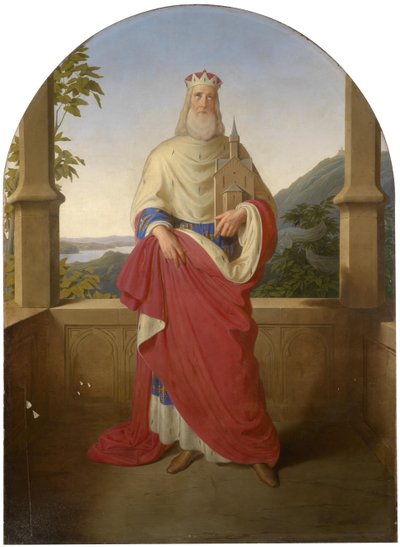 Bogdan Mandic, o Fratello Leopoldo detto Leopoldo di Castelnuovo - San Leopoldo davanti al Danubio e alla montagna Leopoldsberg da Wilhelm August Rieder