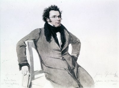 Franz Schubert (1797 - 1828), acquerello di August Reider da Wilhelm August Rieder