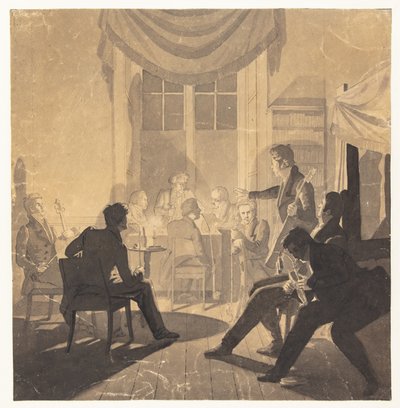 Una compagnia di tabacco. Il circolo domenicale del consigliere di giustizia Jürgensen da Wilhelm Bendz