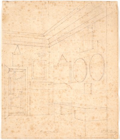 Disegno prospettico per il ritratto di famiglia Waagepetersen da Wilhelm Bendz