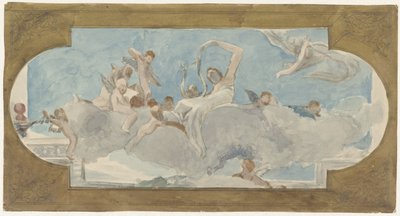 Affresco del soffitto con figure sedute sulle nuvole da Wilhelm Cornelis Bauer