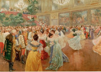 Palla a volo nel Redoutensaele, Palazzo Imperiale, Vienna ... (acquerello) da Wilhelm Gause