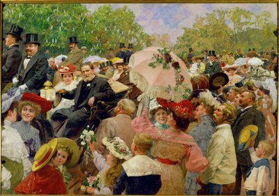 Il sindaco di Vienna Karl Lueger a bordo della sua carrozza durante il corso di fiori al Prater di Vienna ... da Wilhelm Gause