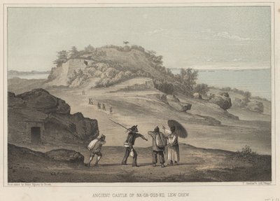 Antico castello di Na-Ga-Gus-Ko, Lew Chew, 1855 da Wilhelm Joseph Heine