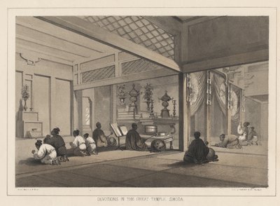 Devozioni nel Grande Tempio, Simoda, 1855 da Wilhelm Joseph Heine