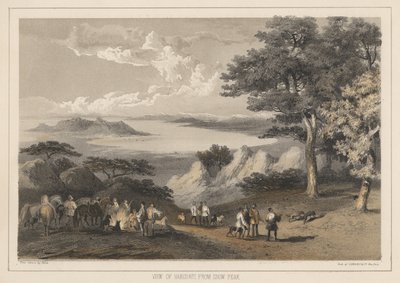Veduta di Hakodadi dal picco innevato, 1855 da Wilhelm Joseph Heine