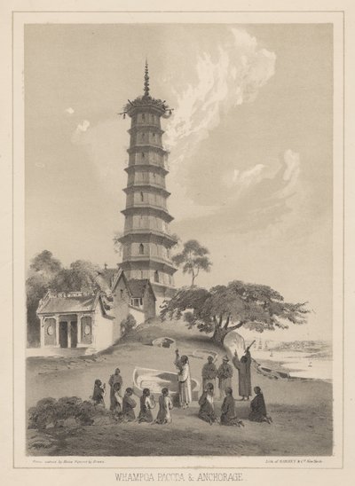 Pagoda di Whampoa e ancoraggio, 1855 da Wilhelm Joseph Heine