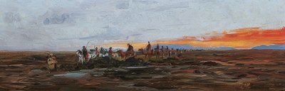 Carovana al tramonto alla fonte da Wilhelm Kuhnert