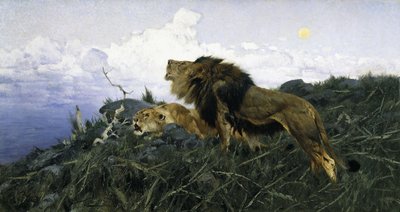 Leoni al crepuscolo da Wilhelm Kuhnert