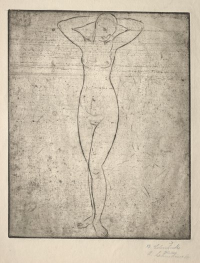 Ragazza in Piedi con le Braccia Dietro la Testa da Wilhelm Lehmbruck