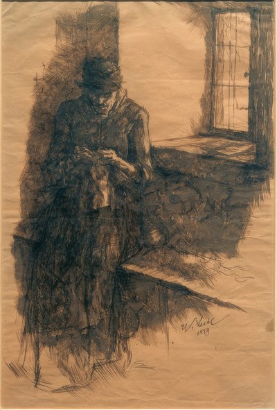 Vecchia contadina che lavora a maglia da Wilhelm Maria Hubertus Leibl