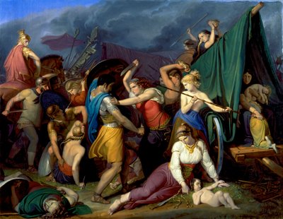 Le donne dei Cimbri che difendono il loro carro contro i Romani da Wilhelm Lindenschmit der Ältere