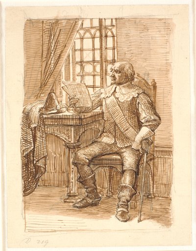Nobile del tempo di Chr. 4 che legge una lettera da Wilhelm Marstrand