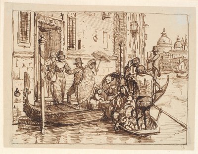 Sbarco da una gondola nel Canal Grande a Venezia. Sullo sfondo Santa Maria della Salute da Wilhelm Marstrand