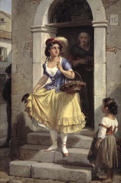 Una donna italiana in cammino verso il carnevale da Wilhelm Marstrand
