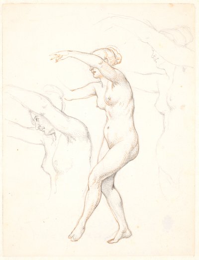 Foglio con tre studi di donna nuda danzante da Wilhelm Marstrand